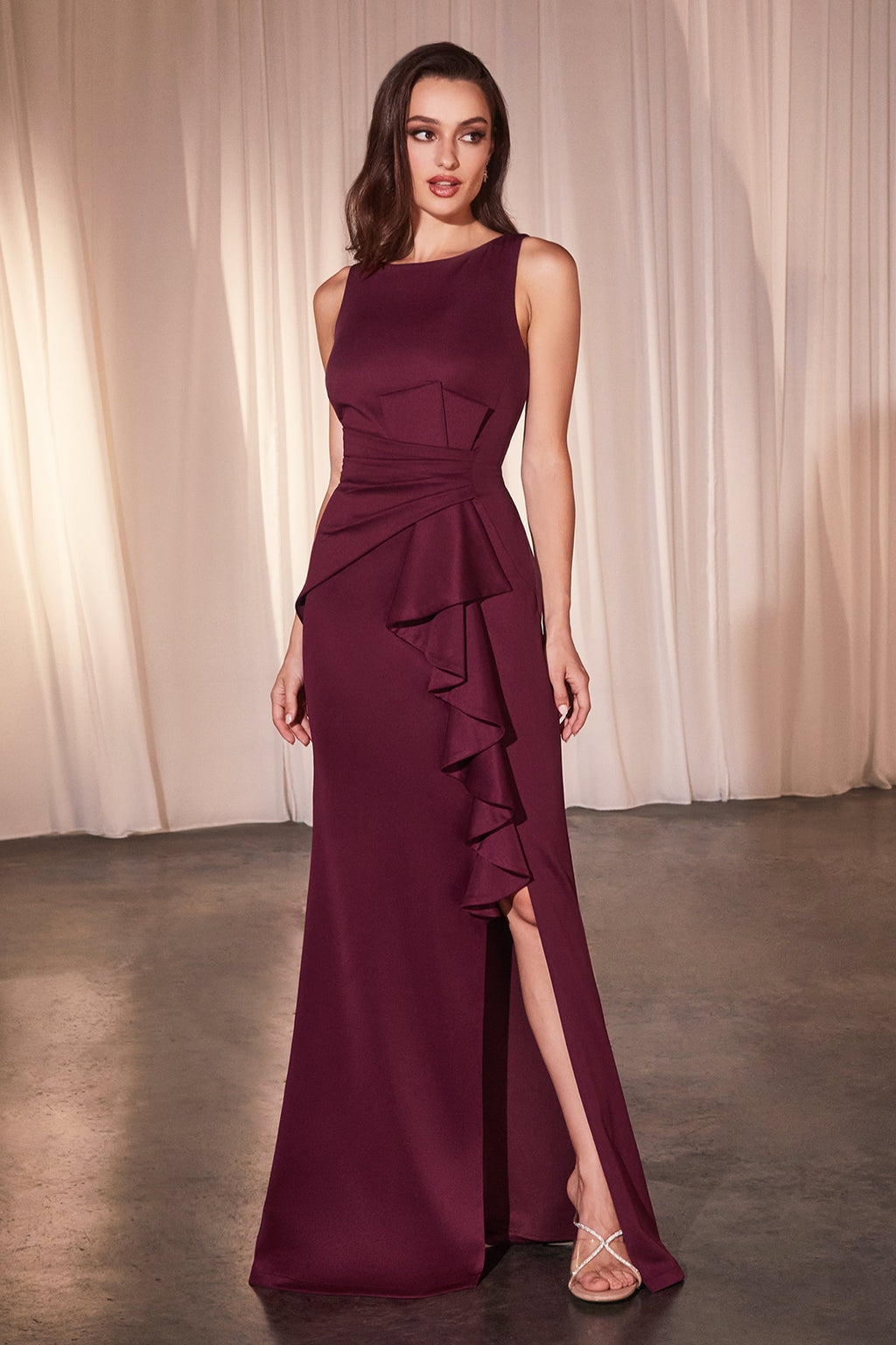 Ladivine CH377 Long Fitted Neoprene Dress