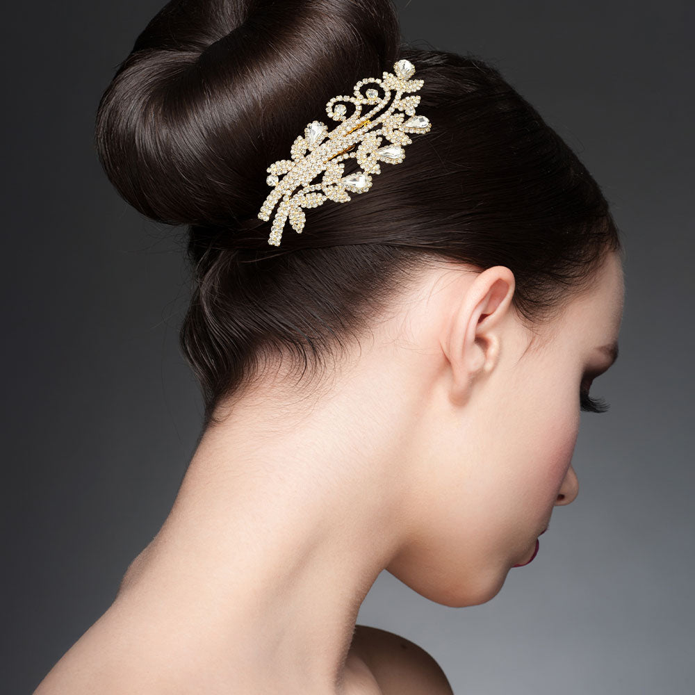 Teardrop Stone Cluster Rhinestone Paved Branch Hair Comb