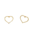 Gold Dipped CZ Stone Paved Open Heart Stud Earrings