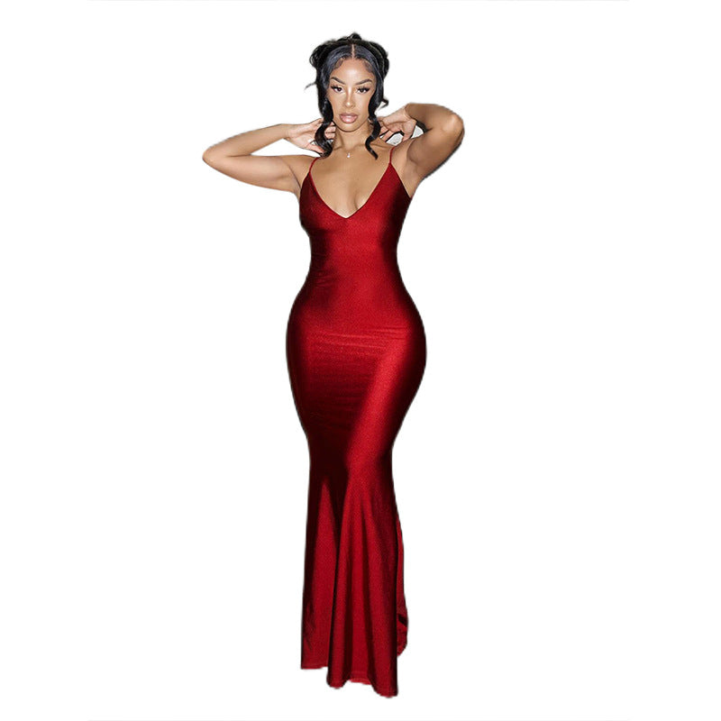 Style Fashion Sexy Crop Top Backless Slim Fit Bodycon Dress