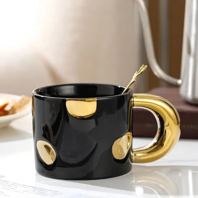 Metallic Gold-Accent Ceramic Mug