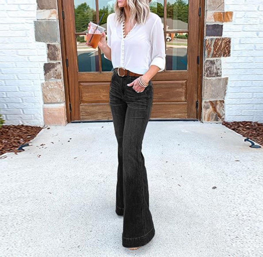 High-Rise Stretch Wide-Leg Jeans