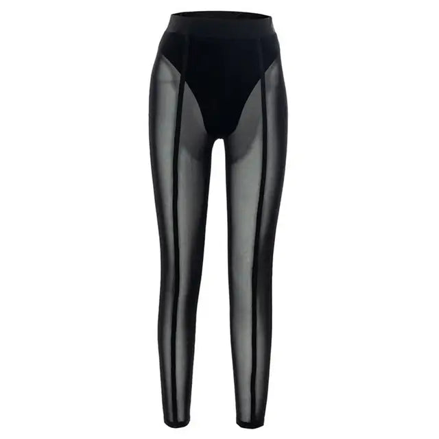 Sheer Mesh High-Waist Leggings