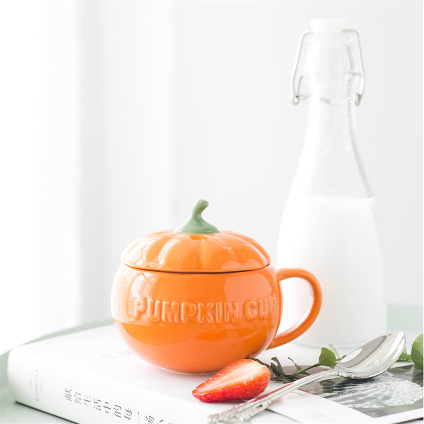 Pumpkin Ceramic Mug with Lid