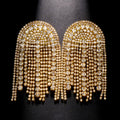Rhinestone Tassel Statement Dangle Earrings
