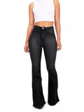 Slim fit high waisted washed flared jeans