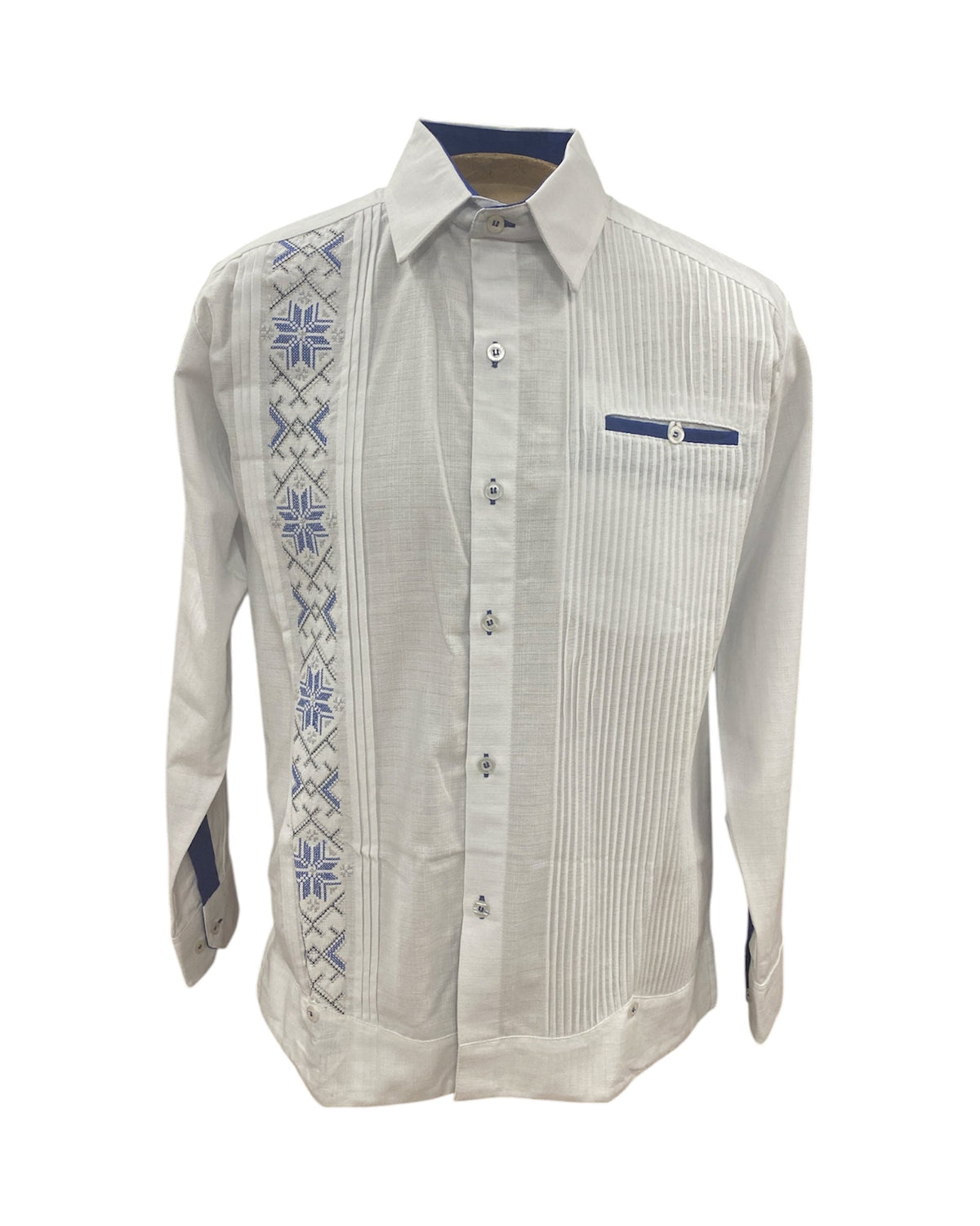 Men's Guayabera Cabos White Royal Blue
