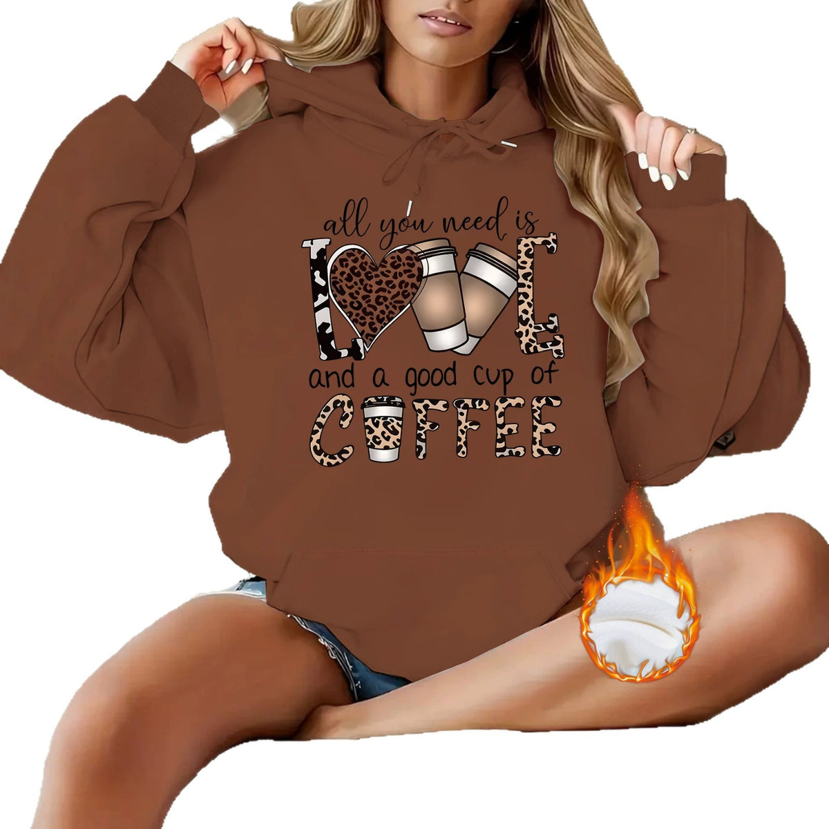 Leopard print hooded sweatshirt
