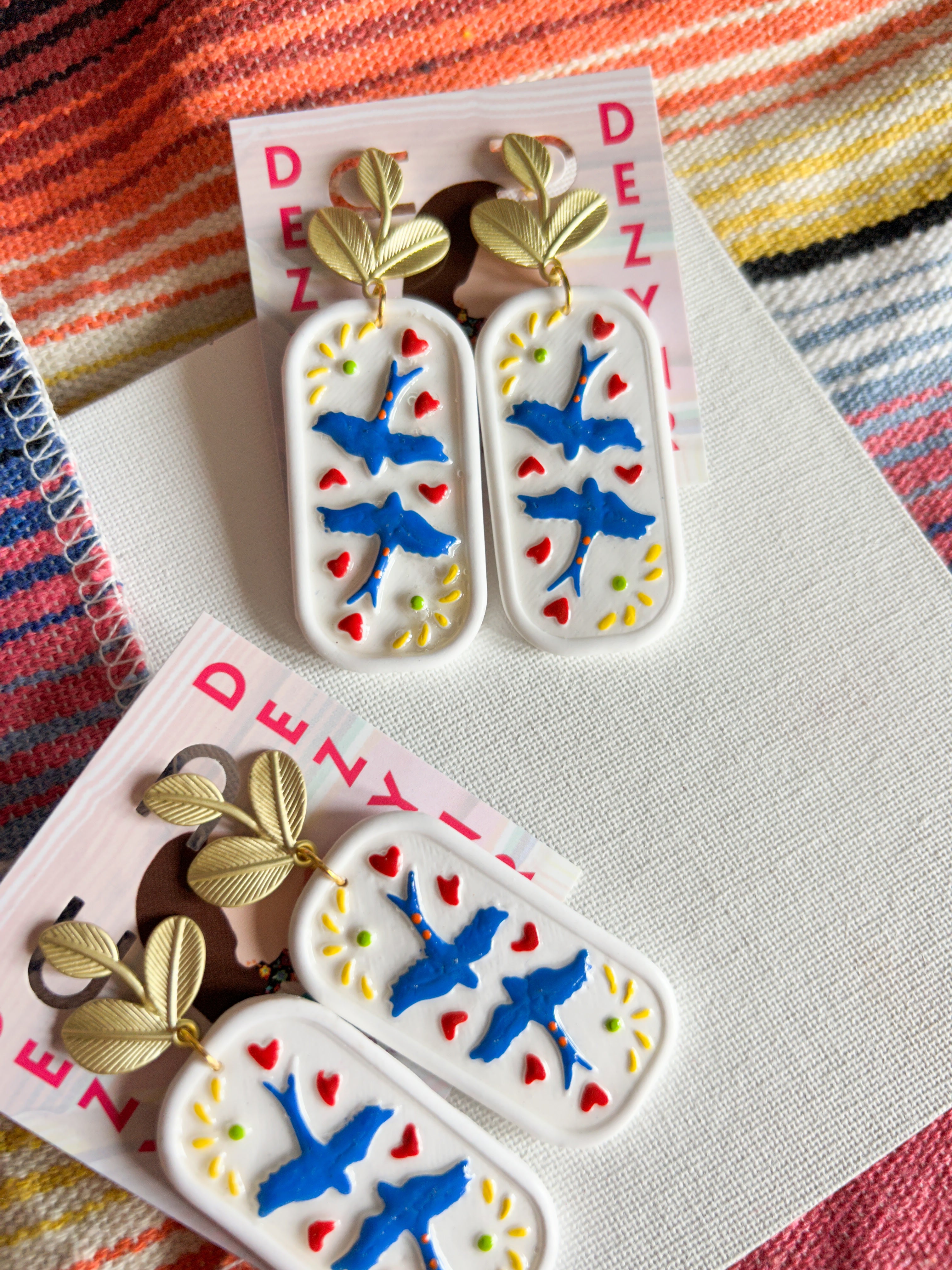 Blue Dove Tile Earrings