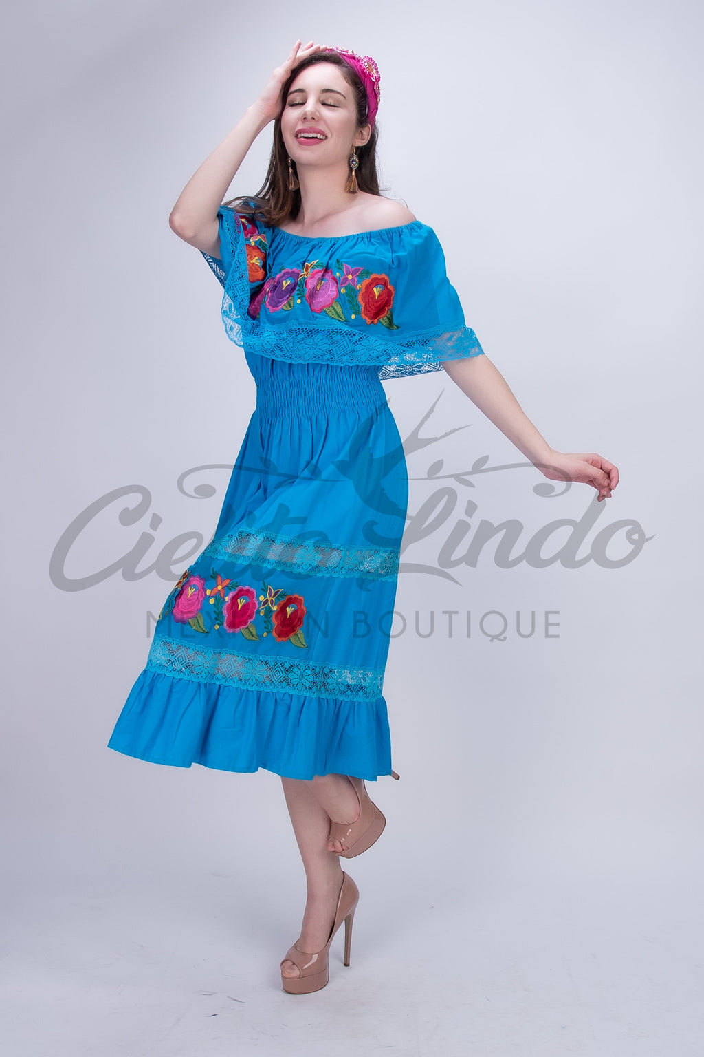 Off the Shoulder Victoria Dress Blue