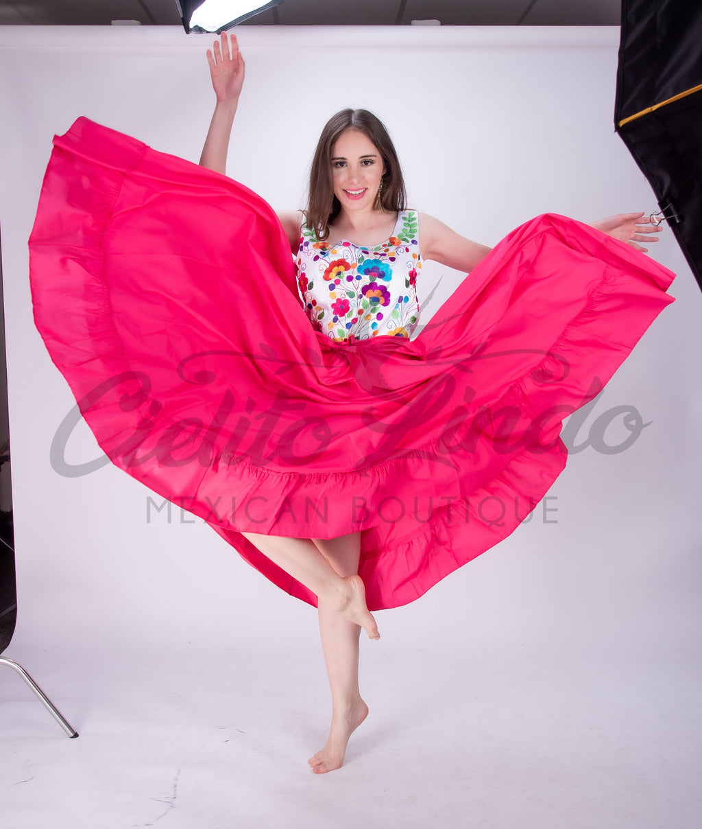 Mexican Folklorico Hot Pink Solid Skirt