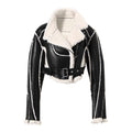 Belted Faux-Fur Moto Jacket