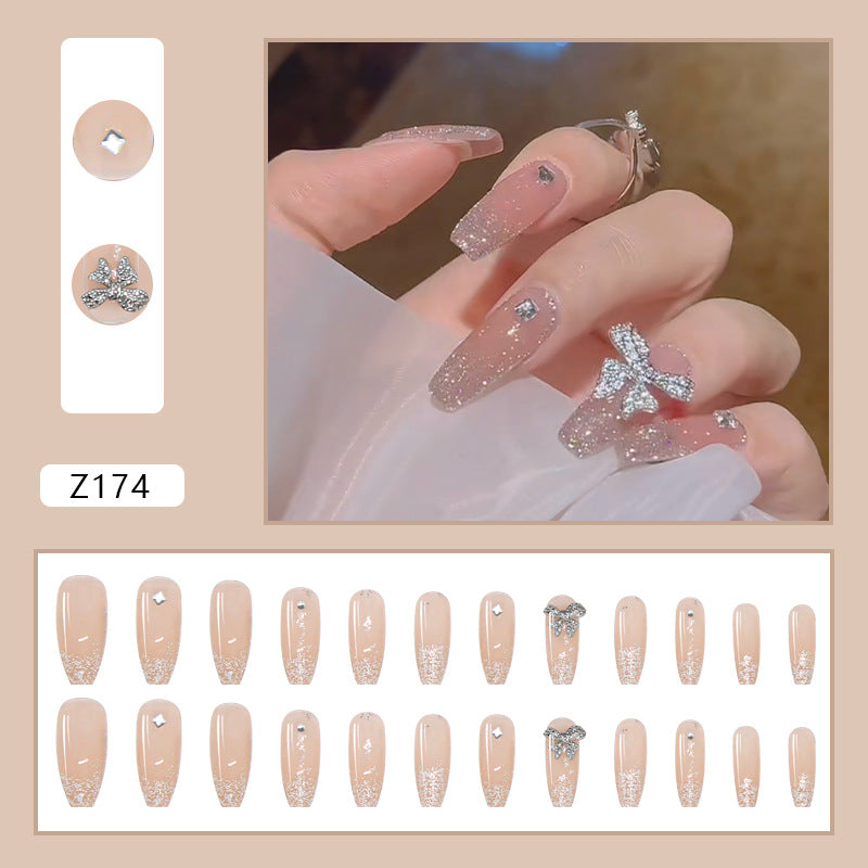 Crystal Butterfly Long Press-On Nails