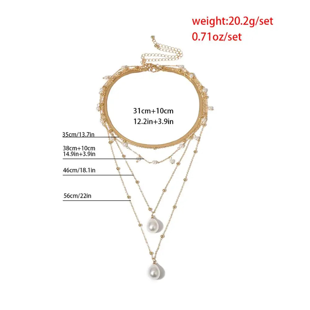 Pearl Tassel Lariat Choker Necklace
