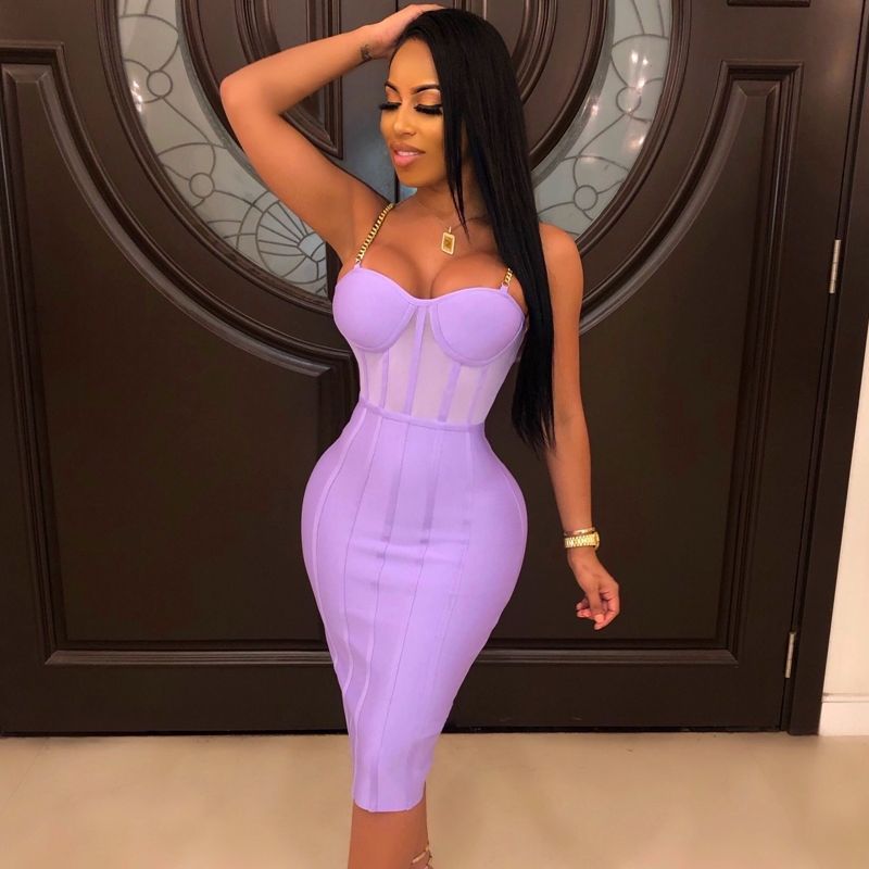 Mesh Spaghetti-Strap Bodycon Dress
