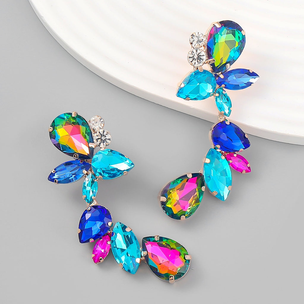 Rhinestone Floral Dangle Earrings