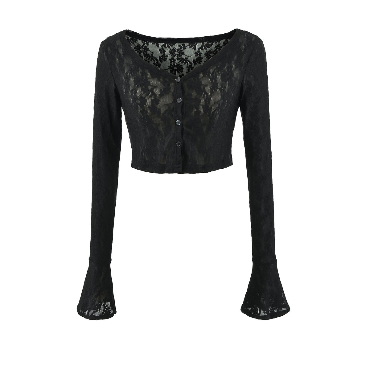 Lace V-Neck Cinched-Waist Top