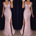 Gold Foil Printed Sleeveless Split Long Dress Evening Gown