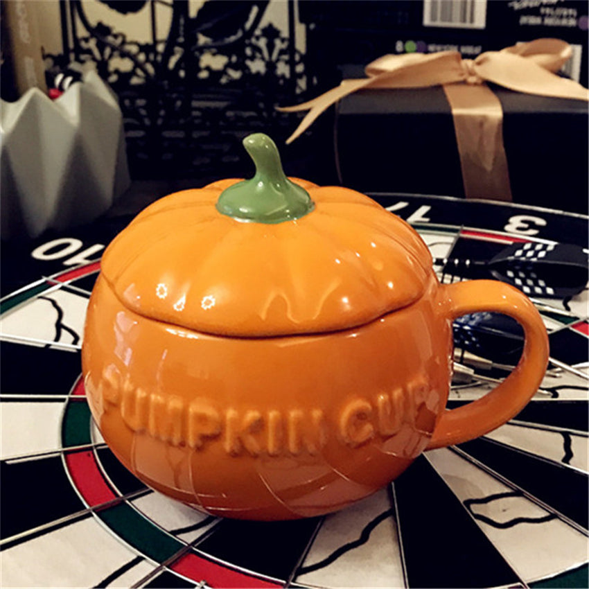 Pumpkin Ceramic Mug with Lid