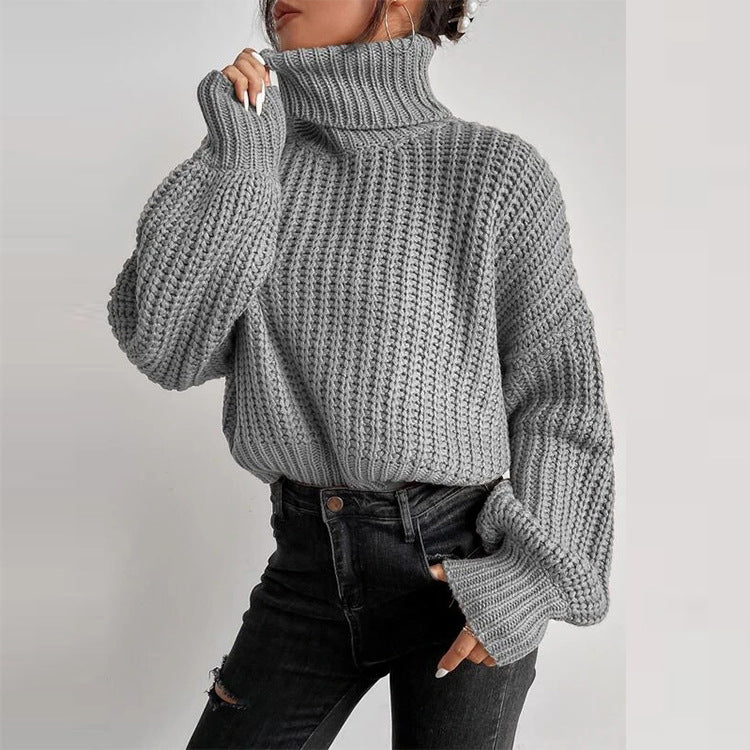 Relaxed Turtleneck Knit Sweater
