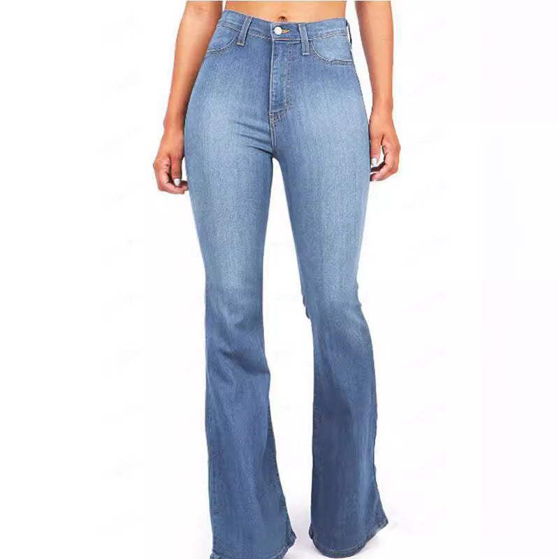 Stretch slim fit wide leg jeans for women