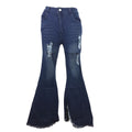 Women's ripped high waisted flared pants, jeans
