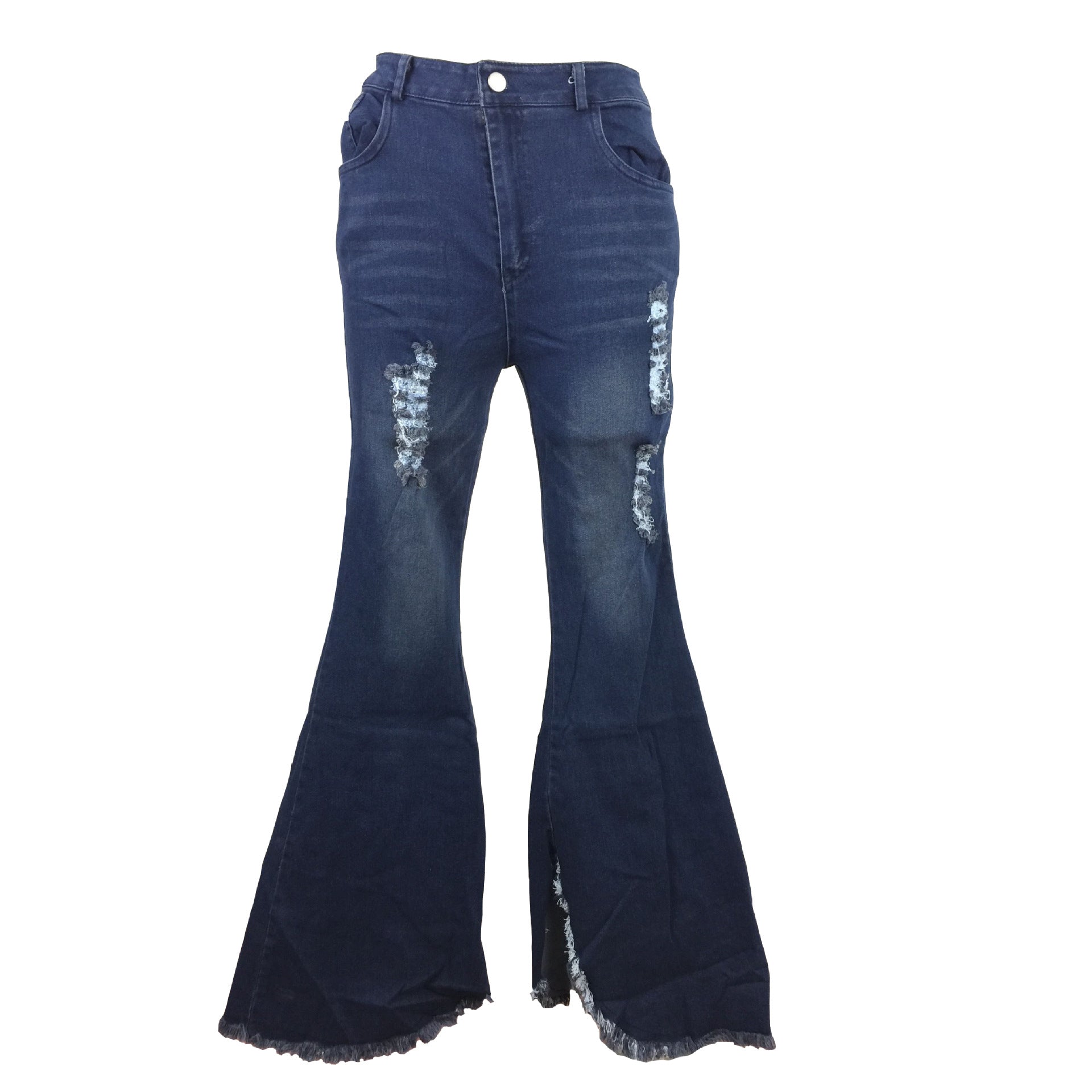 Women's ripped high waisted flared pants, jeans