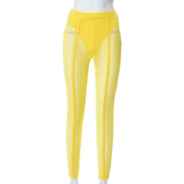 Sheer Mesh High-Waist Leggings
