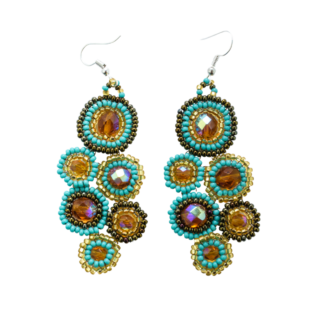 Bola Czech Glass Seed Bead Earrings — Handmade Boho Jewelry Guatemala