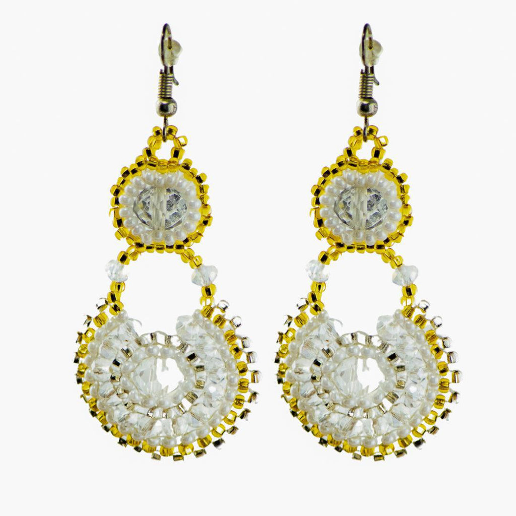 Chloe Seed Bead Handmade Circle Earrings - Guatemala