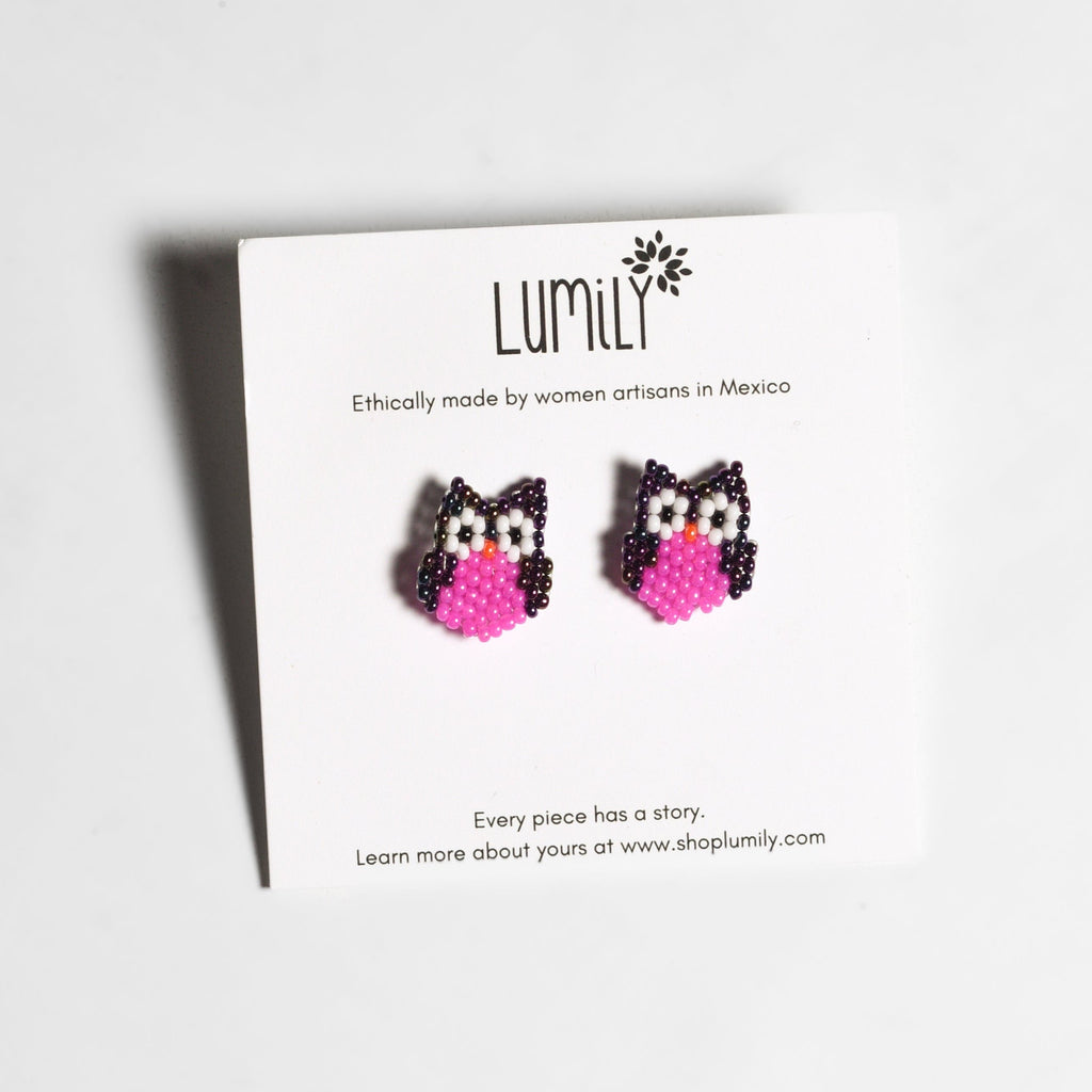 Safari Seed Bead Animal Stud Earrings - Mexico