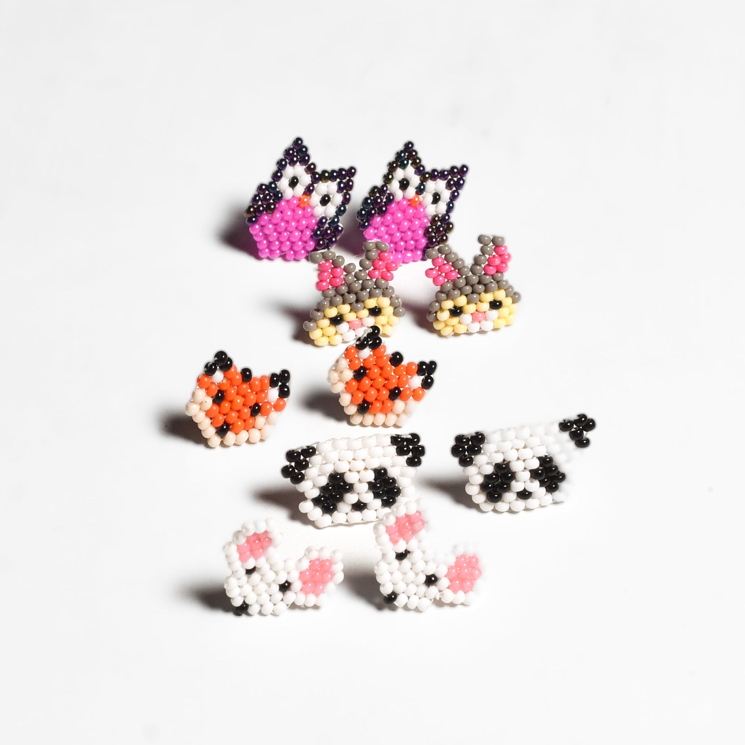 Safari Seed Bead Animal Stud Earrings - Mexico