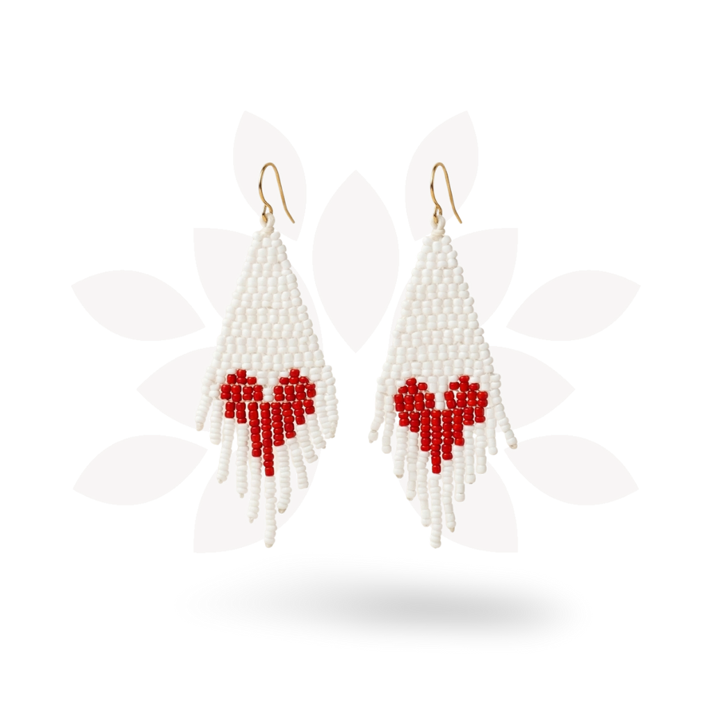 Heartfelt Valentine's Day Seed Bead Earrings - Thailand