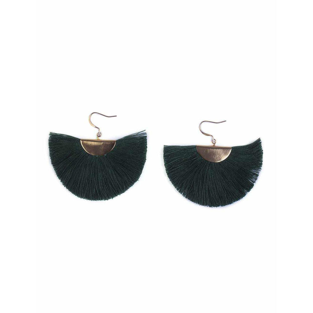 Cleo Fan Boho Colorful Brass Earrings - Thailand