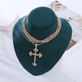 Rhinestone Cross Statement Choker Necklace