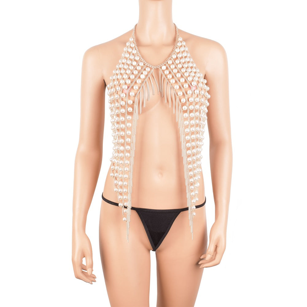 Layered Pearl Statement Body Necklace