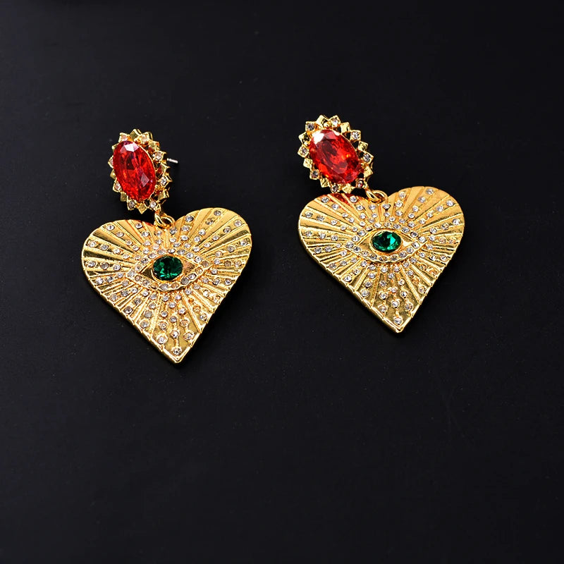 Crystal Heart Drop Earrings