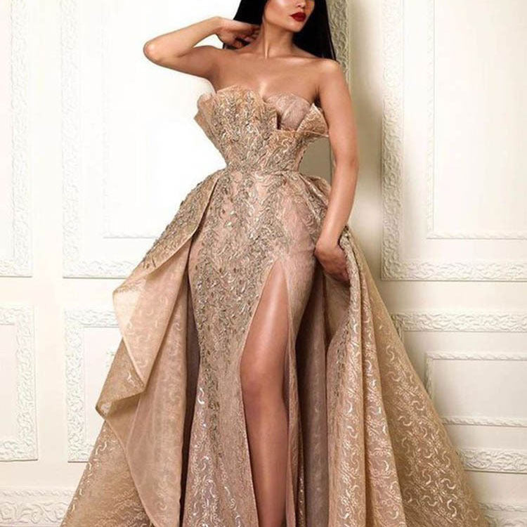 One-Shoulder Flared Evening Gown