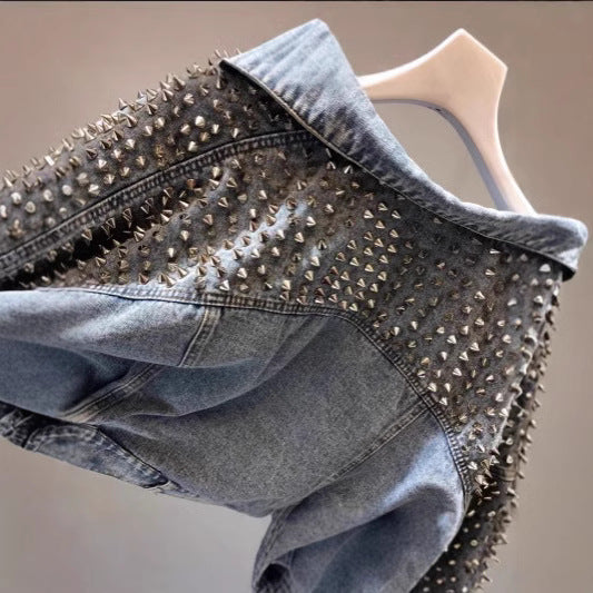 Washed Cropped Batwing Denim Jacket