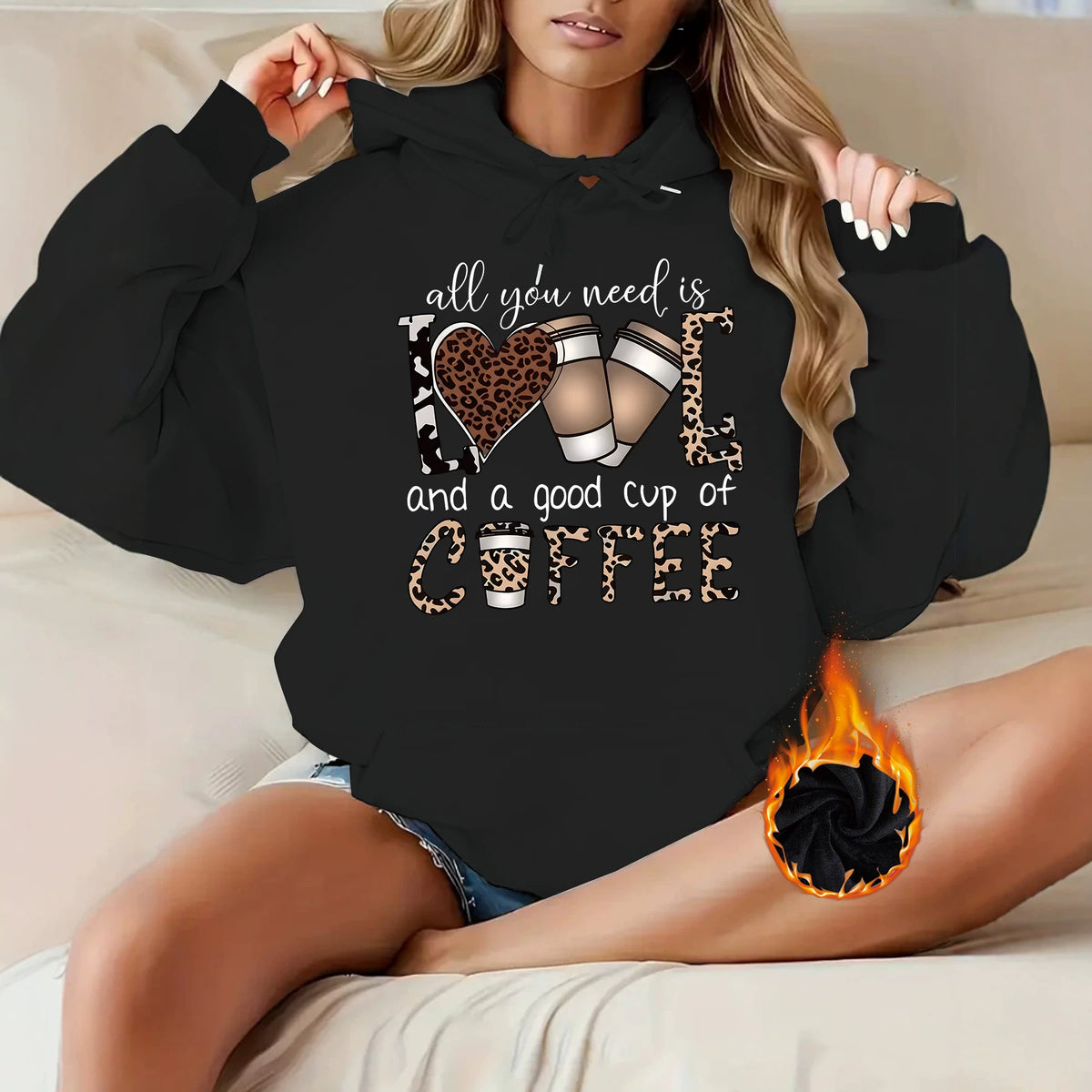 Leopard print hooded sweatshirt