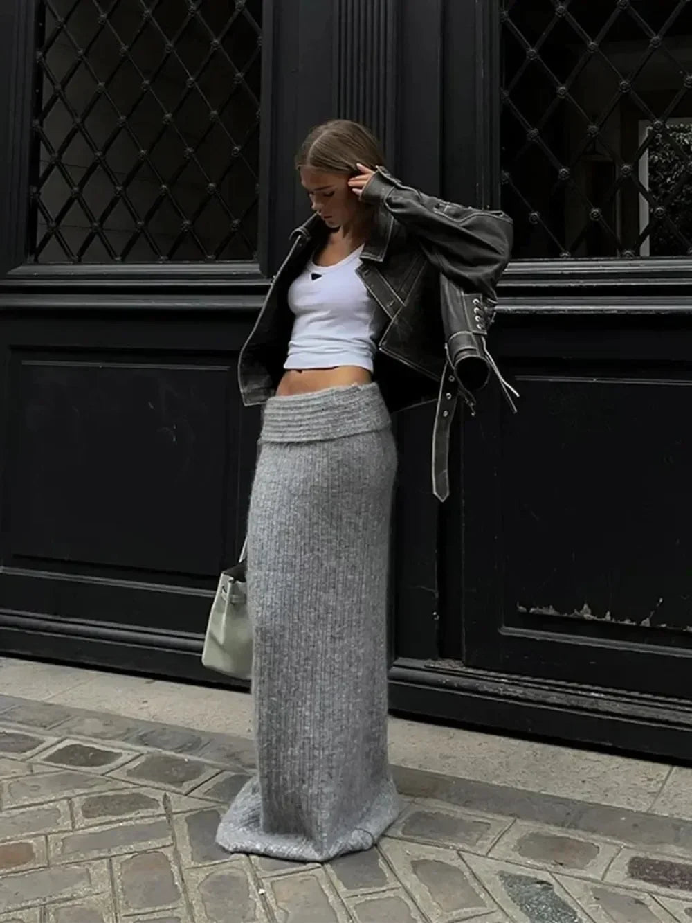 Leather Jacket for Women Vintage Long Sleeve Crop Leather Coat Lapel Collar Lacing design Pu Patchwork  Lady High Streetwear