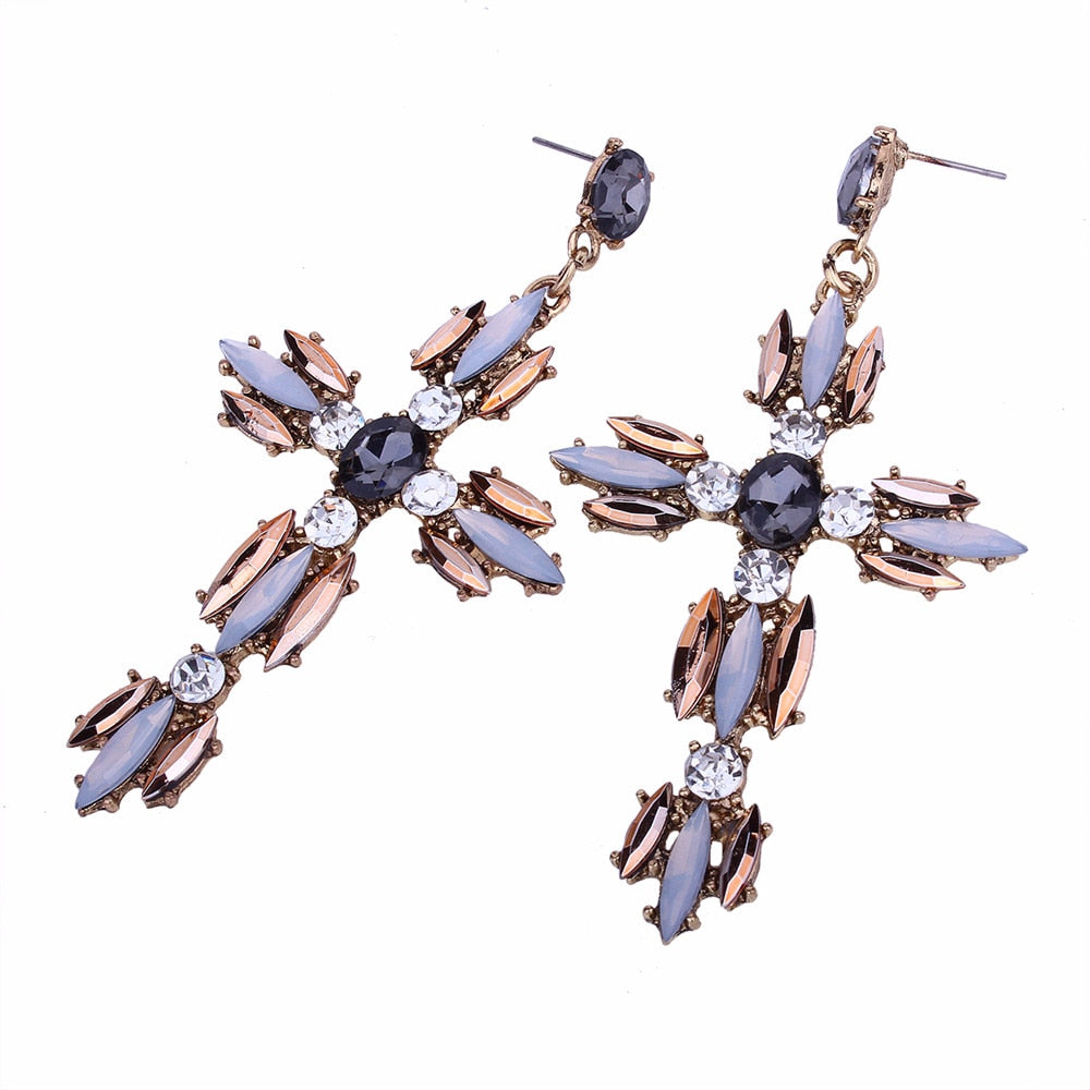 Colorful Cross Earrings For Women Large Big statement Earrings