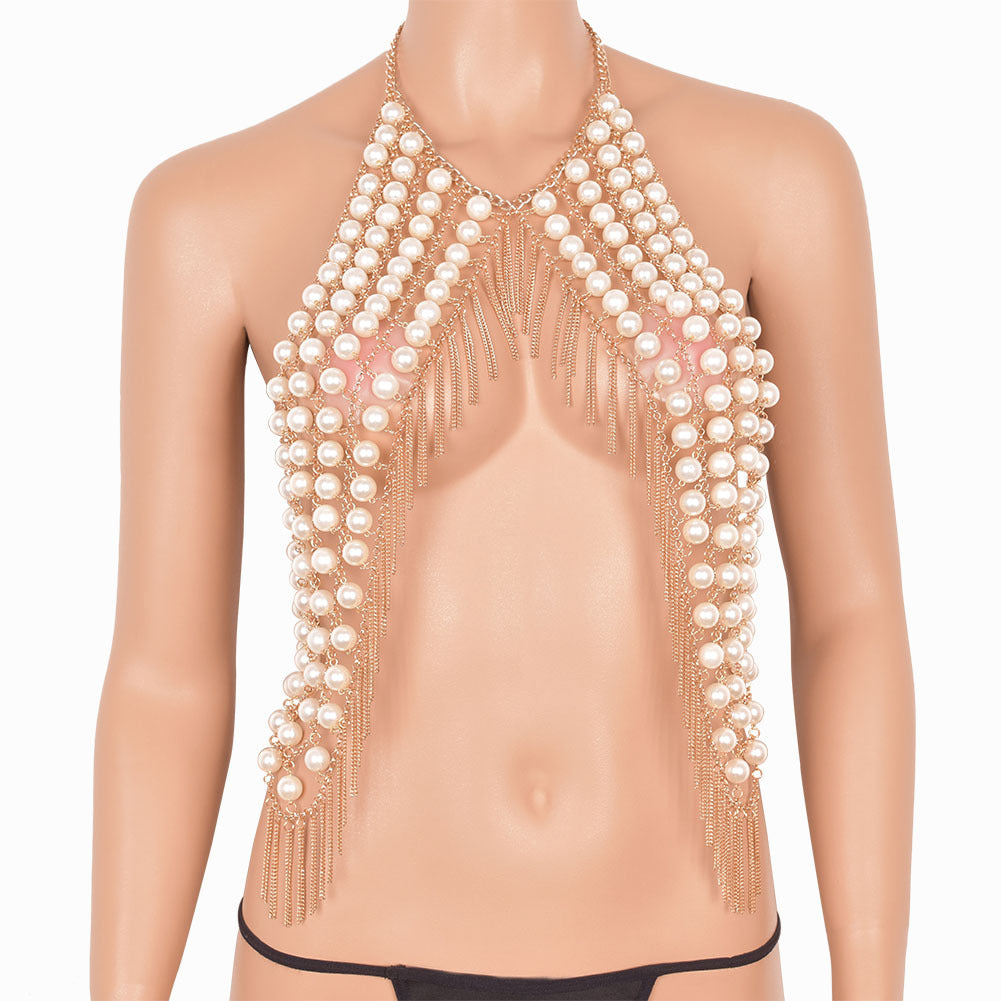 Layered Pearl Statement Body Necklace