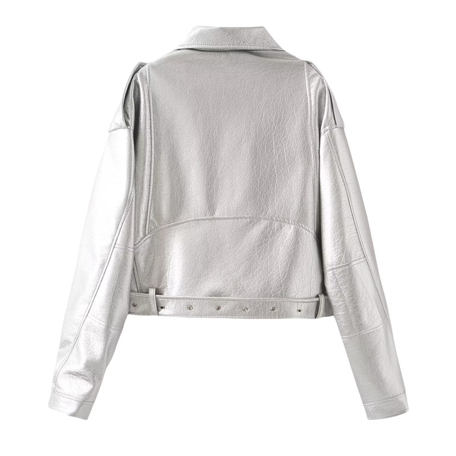 Motorcycle style imitation leather jacket