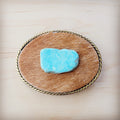 Rope Edge Tan Hide Leather Belt Buckle w/ Blue Turquoise 907u
