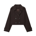 Street double breasted short lapel trench coat jacket