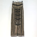 Cakucool Retro Sequined X Long Skirt Vintage Beading Empire Gold Silm Bodycon Runway Bohemian Back Slit Pencil Skirt