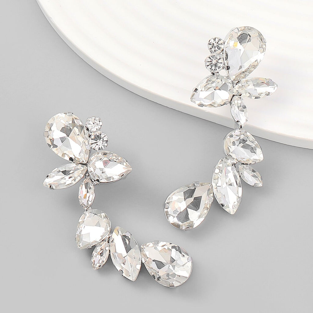 Rhinestone Floral Dangle Earrings