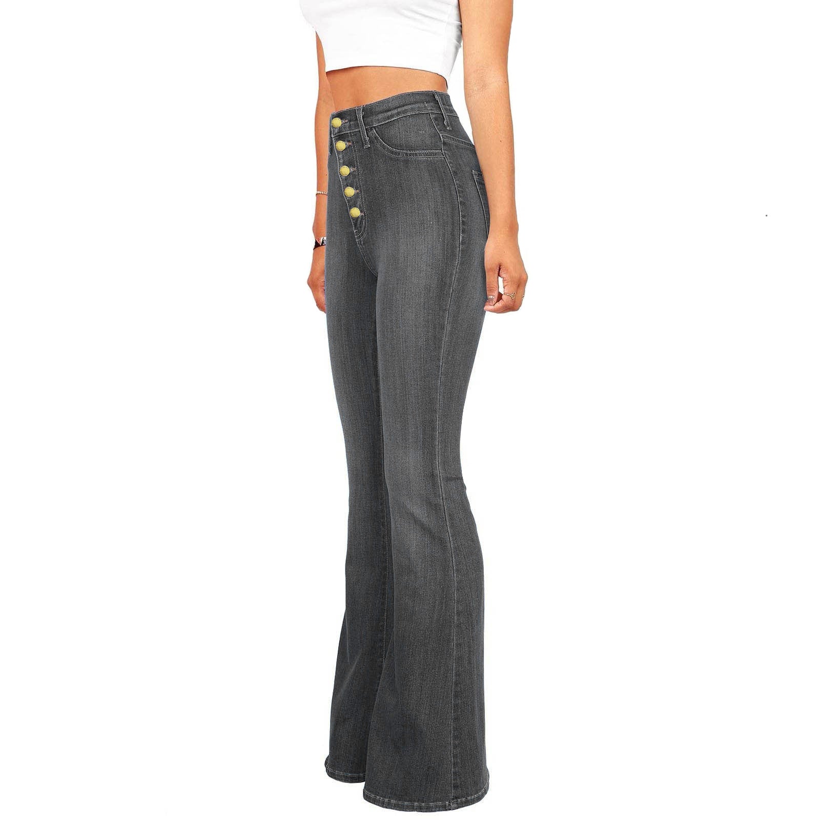 Factory Direct  High-Waisted Flared Jeans for Women, Slim Fit, Butt-Lifting, Casual Denim Pants