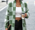 Plaid Contrast Knit Cardigan